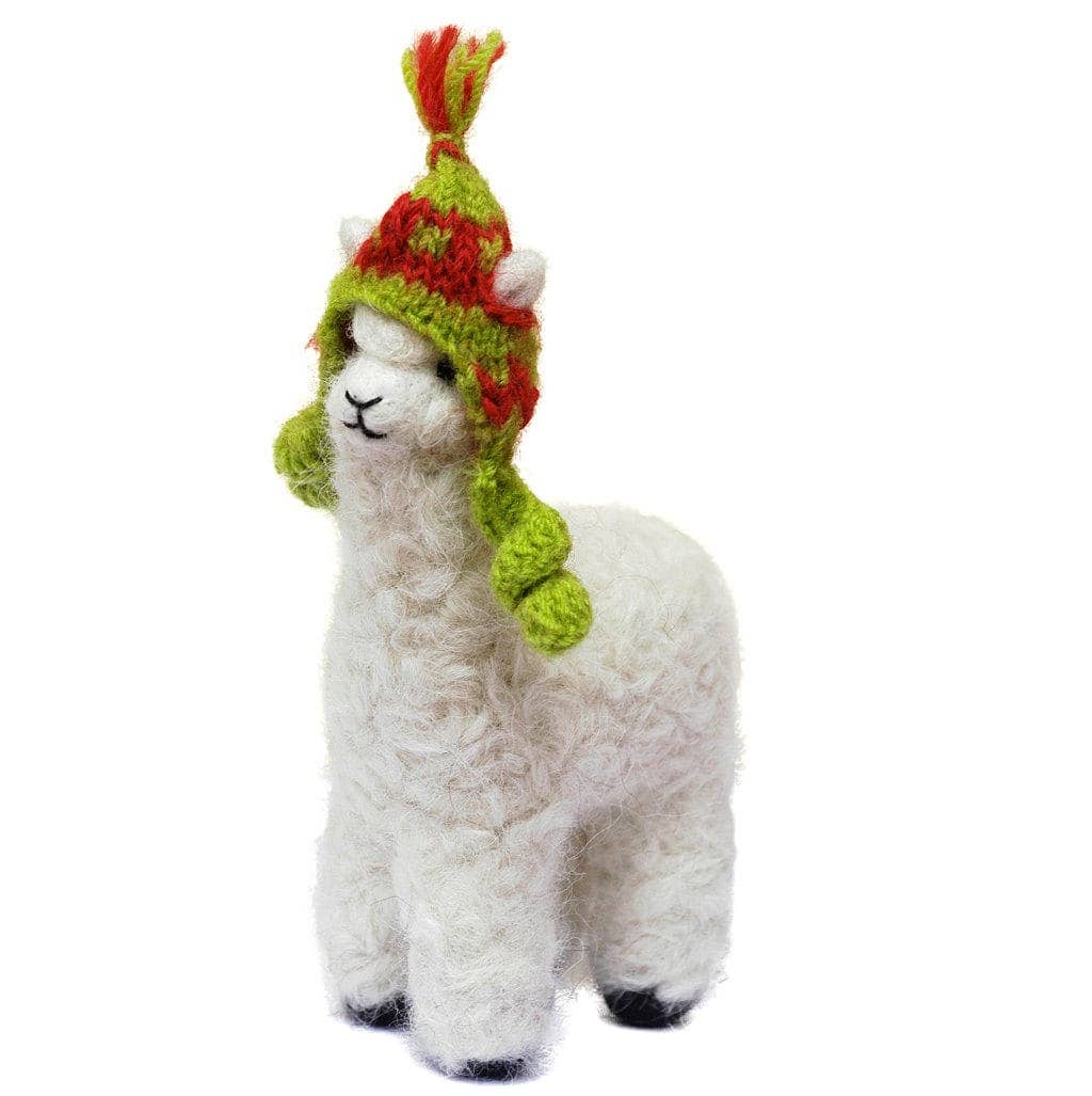 Lanart Alpaca - Vente Figurine décorative - Mama Huacaya 16,5 cm - Sculpture artisanale en alpaga feutré à la main0