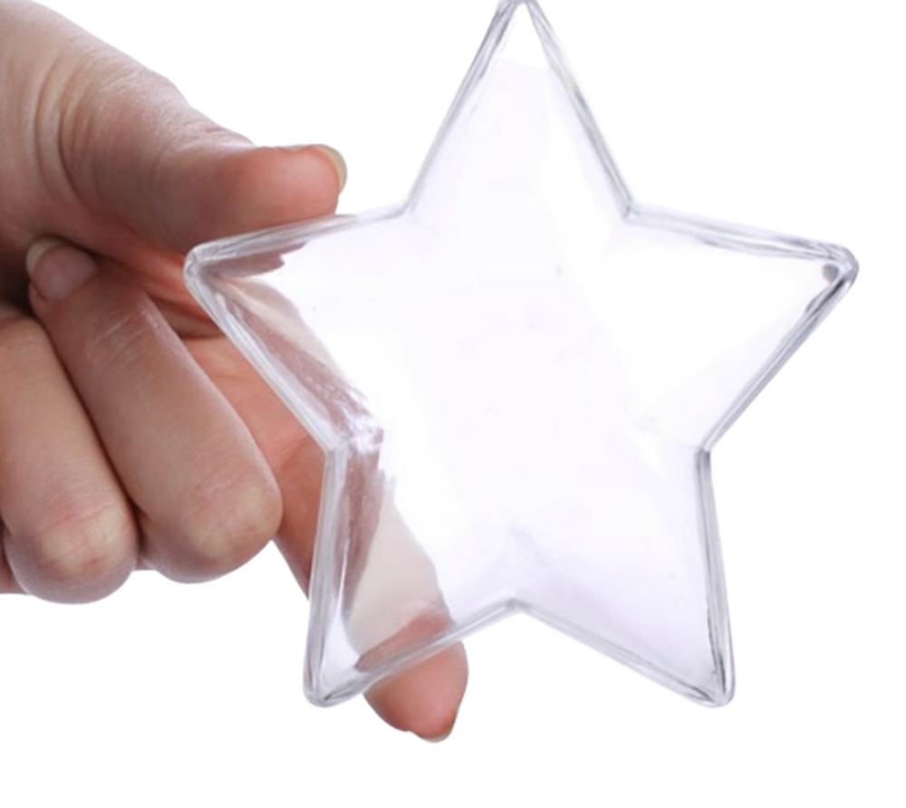 Factory Direct Craft - Vendita all'ingrosso Set di decorazioni  - Ornamento a forma di stella riempibile in acrilico trasparente da 90 mm (3,54 pollici)6