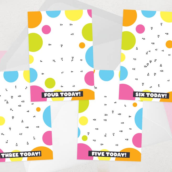 Dot to Dot Birthday Cards - 3, 4, 5,6 Years - Kids Age Card for wholesale by OCD Greeting Cards