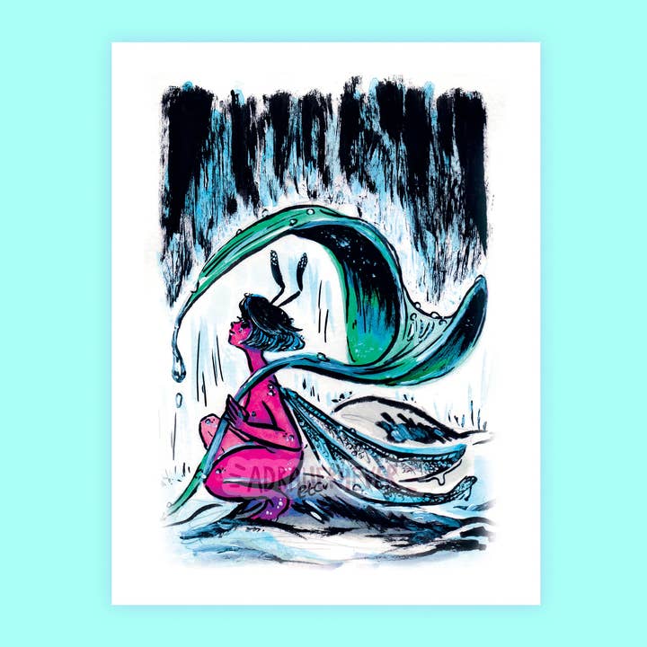 Rain Pixie Art Print for wholesale by ADRAWER4EVER