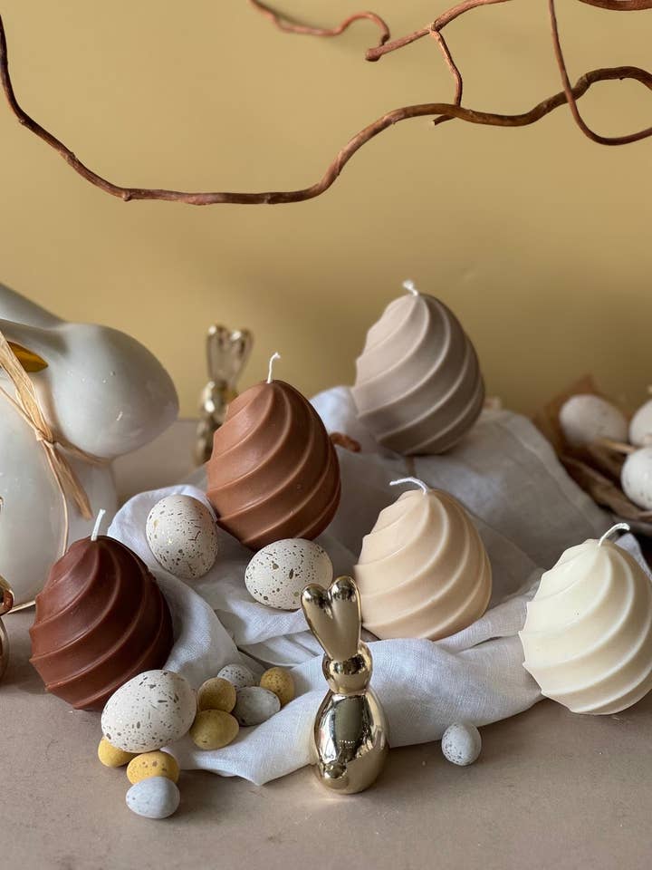 Spiral Easter egg candles | Vegan Handmade Soy Wax (Copy) for wholesale by Maison Bohiti
