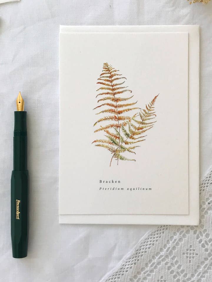 Bracken Botanical Illustration Autumn Card for wholesale by Annie Brougham Paper Goods.