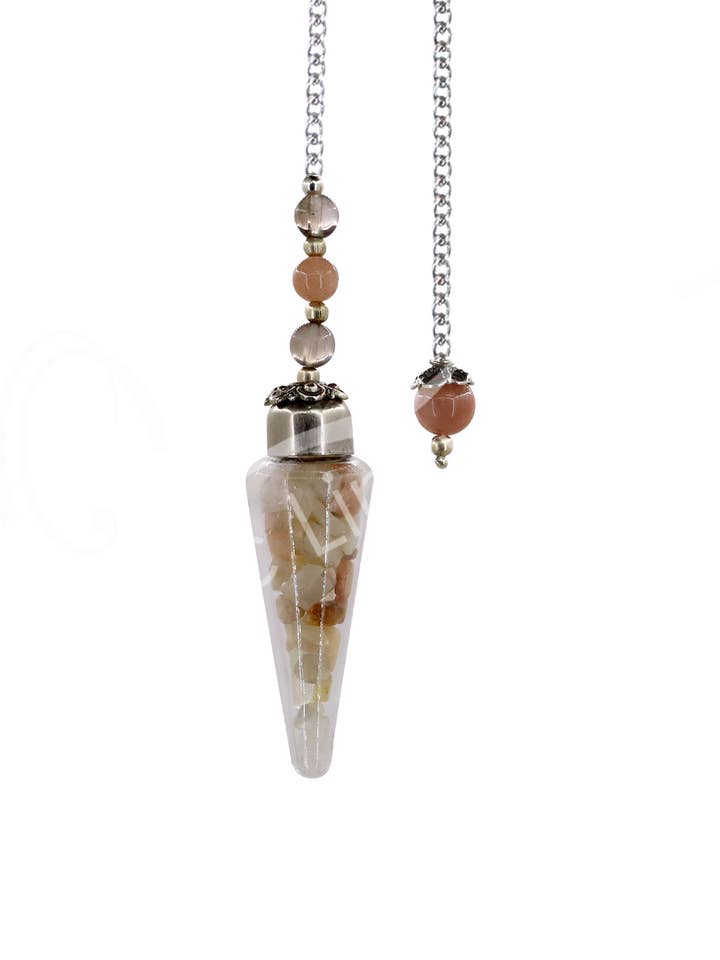 (Pendulo) PÊNDULO - LÁGRIMA DE VIDRO PEDRA DA LUA, PEDRAS MULTICOLORIDAS por atacado de Oceanic Linkways Inc