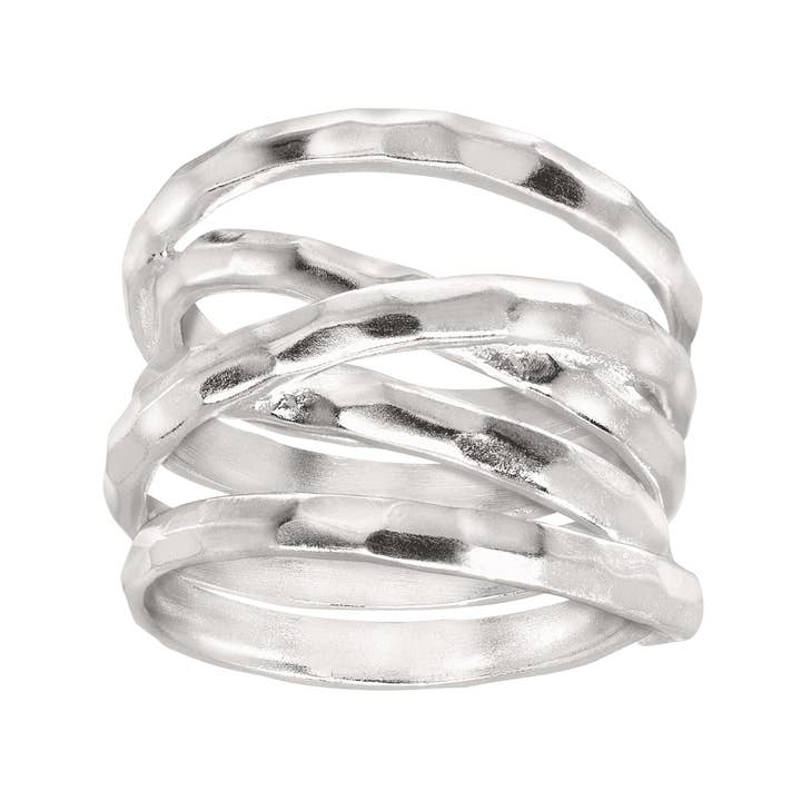 Silpada - Wholesale Band/Stacked Ring - Silpada 'Wrapped Up' Overlapping Textured Band Ring in Sterling Silver, Size 11