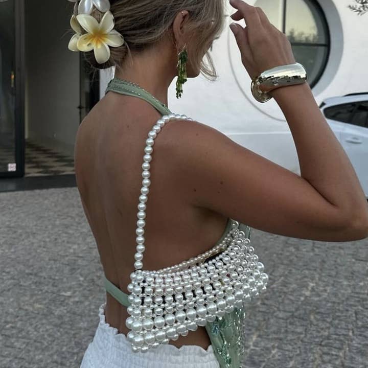 Rosa Clothing - Wholesale Tank Top - Women's - Chic Floral Sequined embroidered halter low-cut tank top11