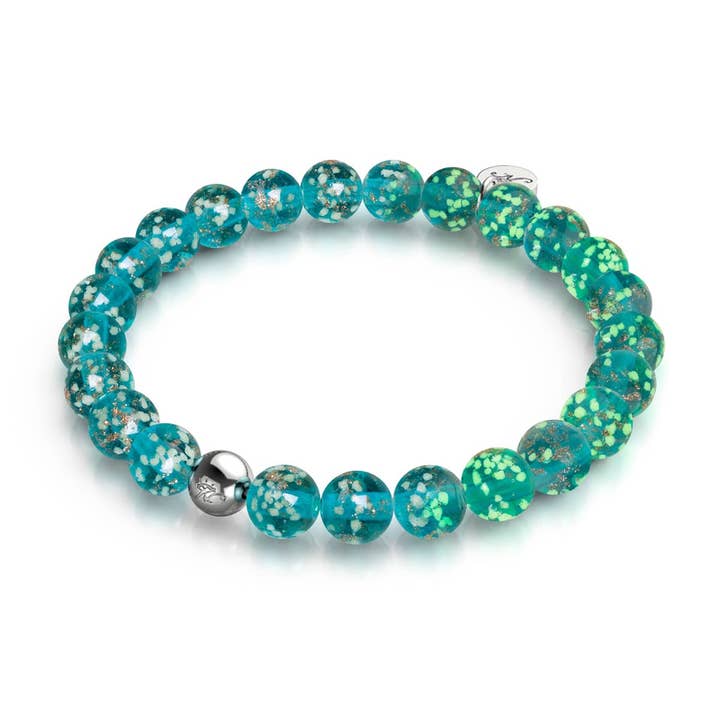 Teal | .925 Sterling Silver | Firefly Glass Bracelet for wholesale by NOGU
