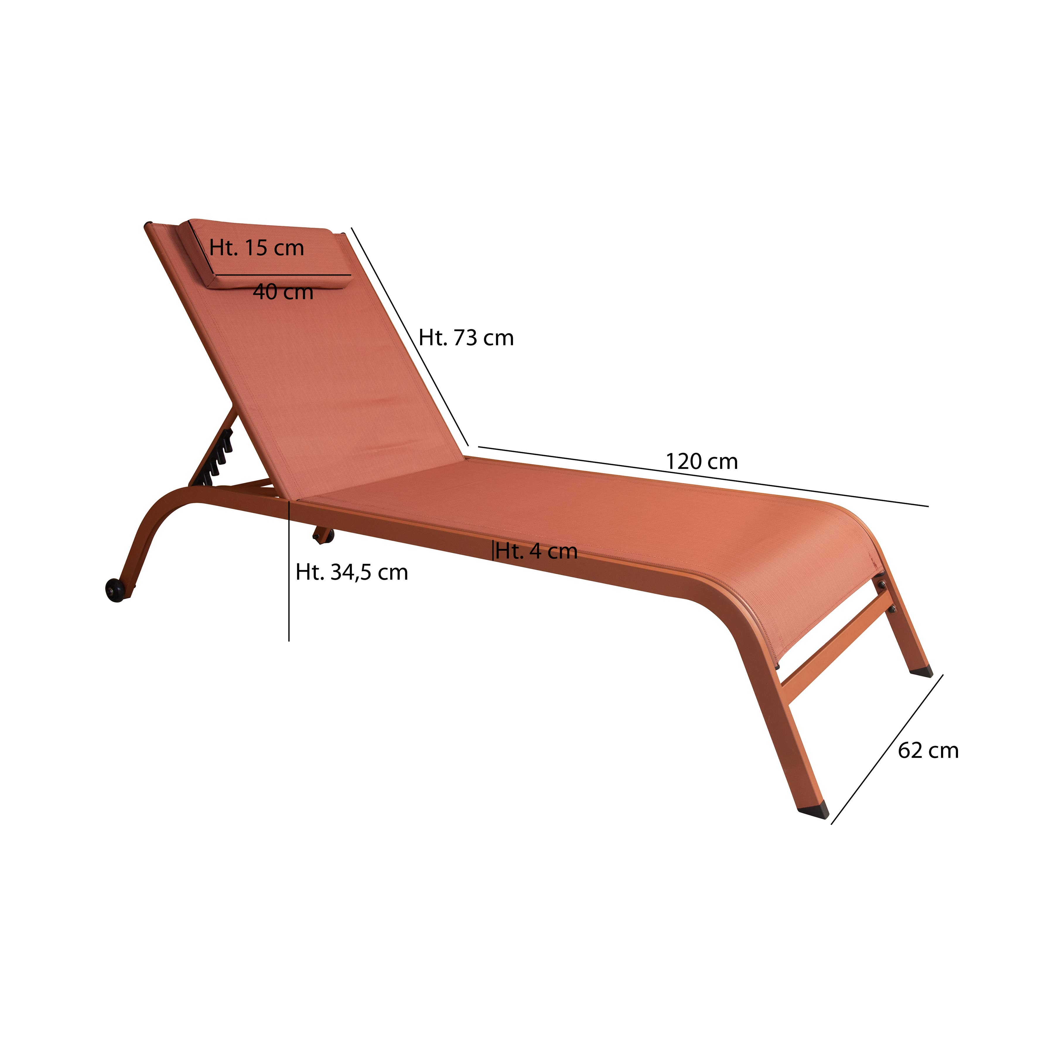 Now's Home - Wholesale Chaise Lounge - SET OF 2 SUN LOUNGERS IN STEEL AND CORAL TEXTILENE NAPOLI6