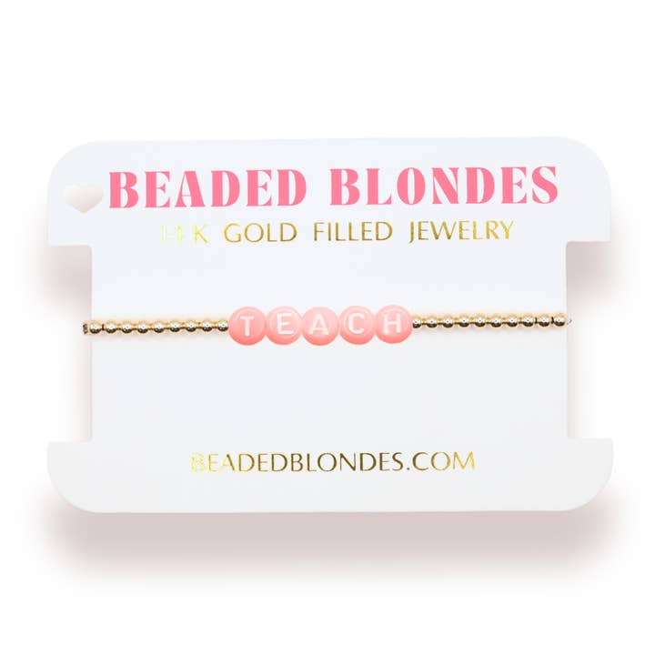 Lær Pastel Pink Bogstav Armbånd for engroshandel hos Beaded Blondes