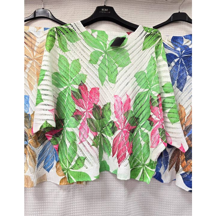 Kurt Muller - Wholesale Knit Top - Women's - Summer Leaf V Mesh Knit