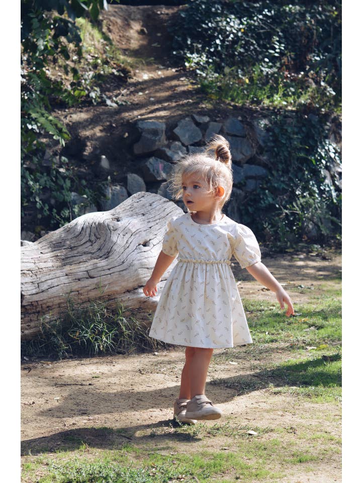 Eli & Nev (we cover U.S. import duties) - Vente Robe – bébé - Robe d'été fleurie pour petite fille beige 100% coton OEKO-TEX6