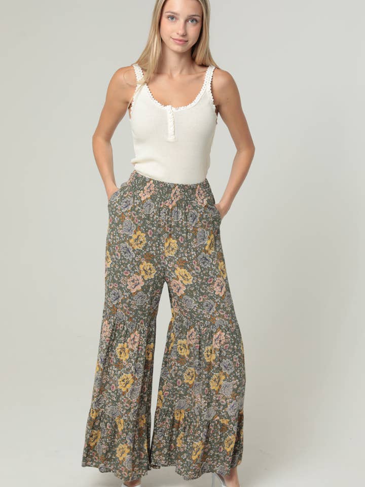 Pantalon à imprimé floral FLARE LEG B3762-A951 pour la vente par ANGIE