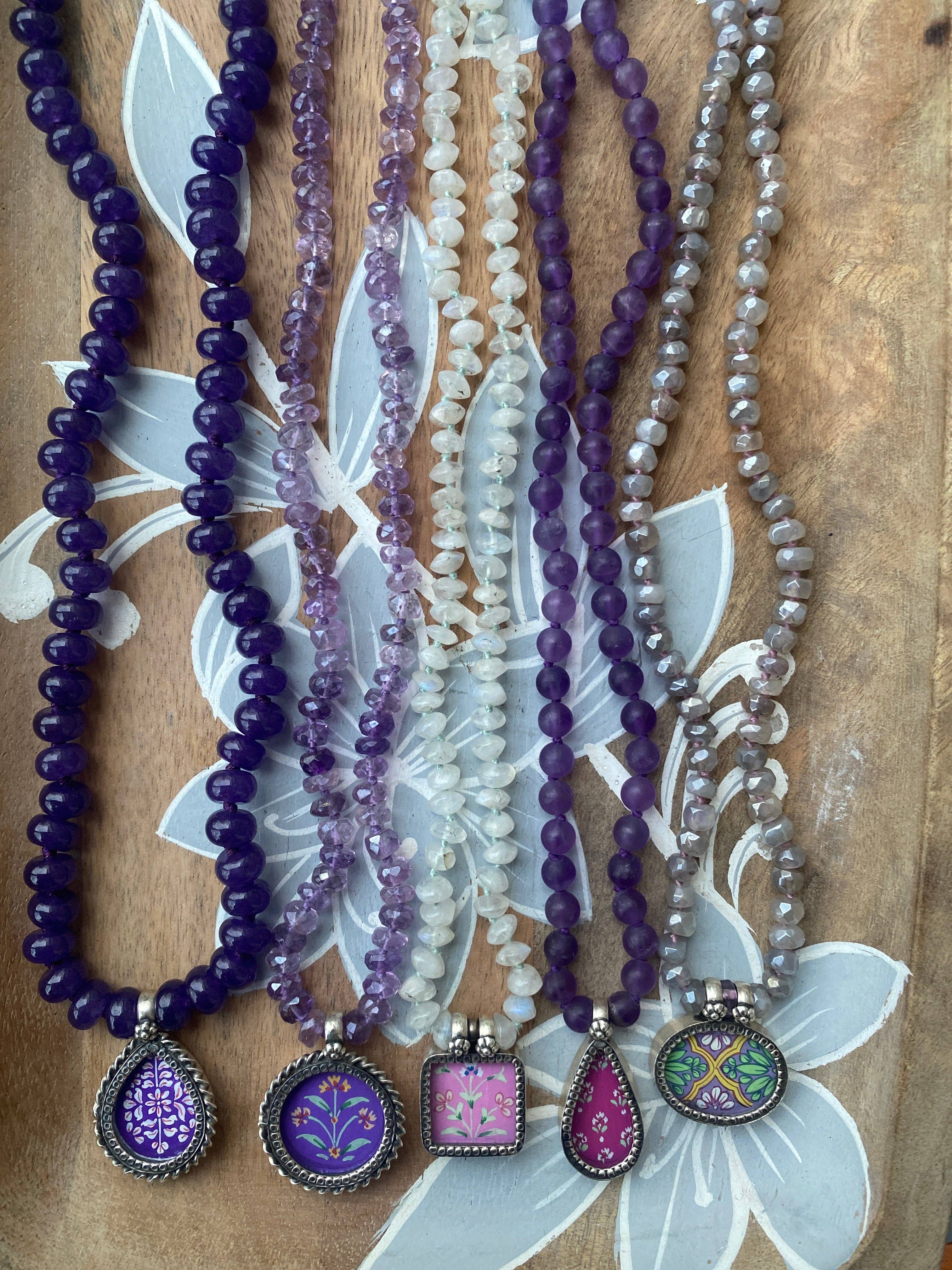 Jen Stock Mindful Designs - Wholesale Pendant/Charm Necklace - Block Print Beaded Necklaces32