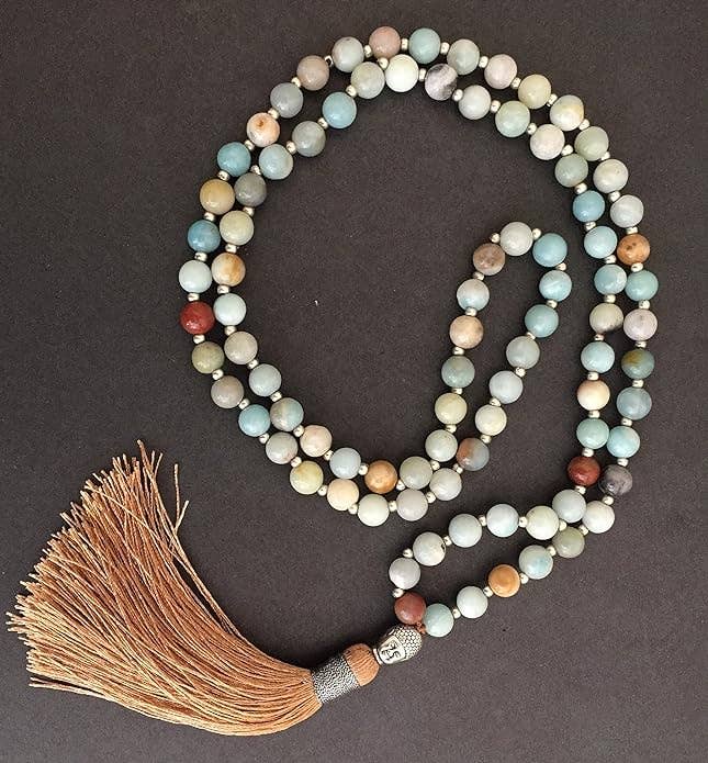 OMA - Eclectic Home - Wholesale Prayer Beads Necklace - Amazonite Mala Prayer Necklace Bracelet 108 Gemstones