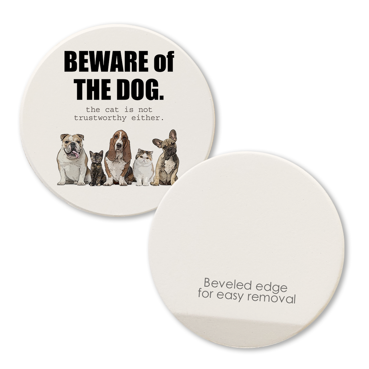 Tipsy Coasters & Gifts - Wholesale Car Coaster - Unisex - Car Coaster Beware of the Dog (Cat)1
