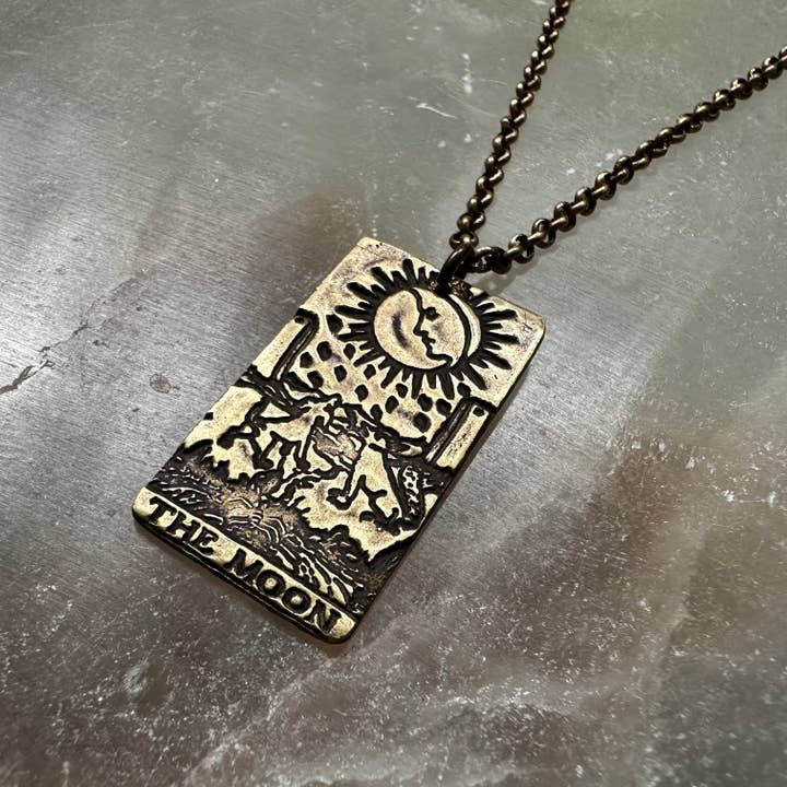 Moon Tarot Necklace - Brass for wholesale by Jennifer Kahn Jewelry