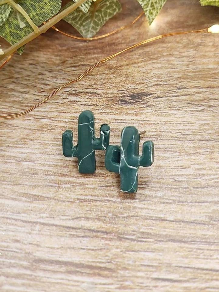 Green Howlite Cactus Studs for wholesale by Lissa & Co.