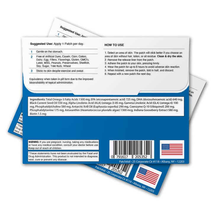 PatchAid - Wholesale Oral Supplement/Vitamin - Omega-3 Vitamin Patch - Heart & Brain Health Support3
