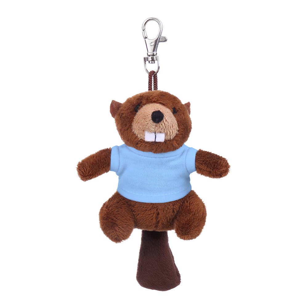 Plushland - Wholesale Keychain - Unisex - 4" Keychain - Beaver with customized shirt4