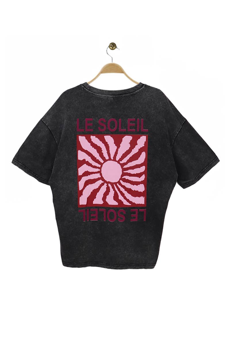 Attrait Paris – T-shirt estampada - Mulher por atacado – T-shirt largo desbotado frente e verso1