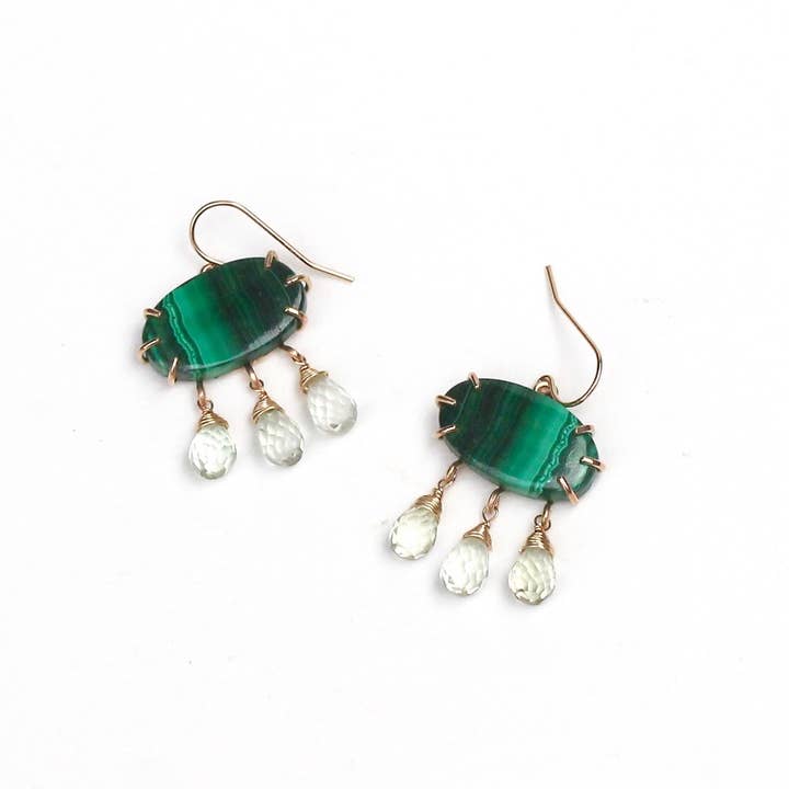 Malachite Maraca Earrings for wholesale by Alana Douvros Jewellery