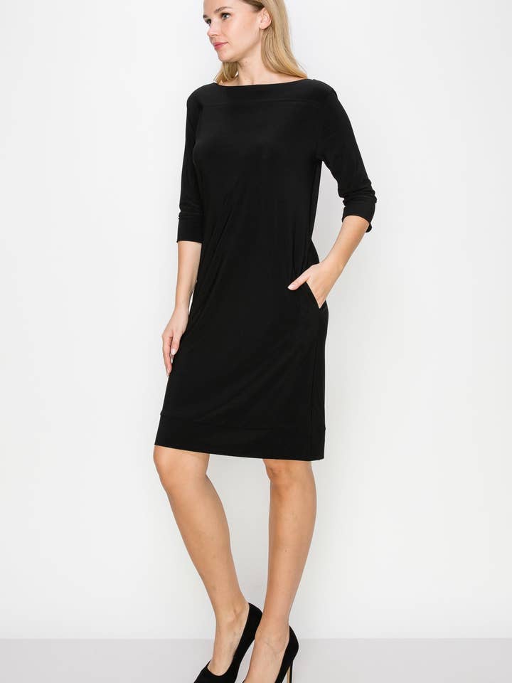 York Elbow Sleeve Shift Dress for wholesale by Emerson Lang