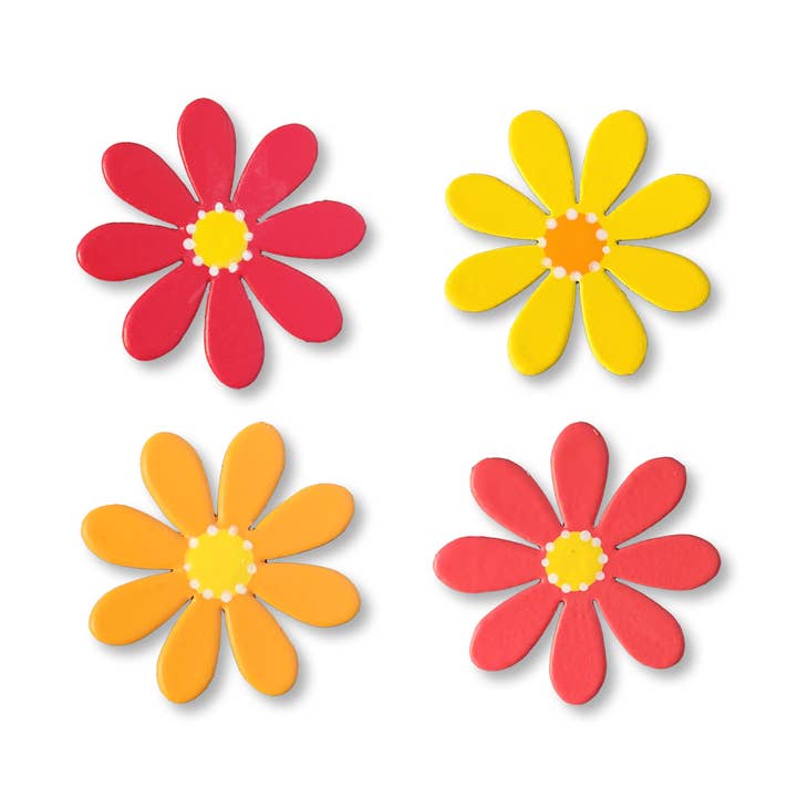 Daisy Magnets S/4, Warm Colors, Spring Decor for wholesale by Roeda Studio