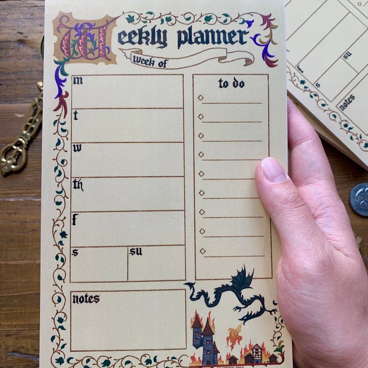 The Creeping Moon - Wholesale Notepad - Medieval weekly planner notepad (5.5 x 8.5)