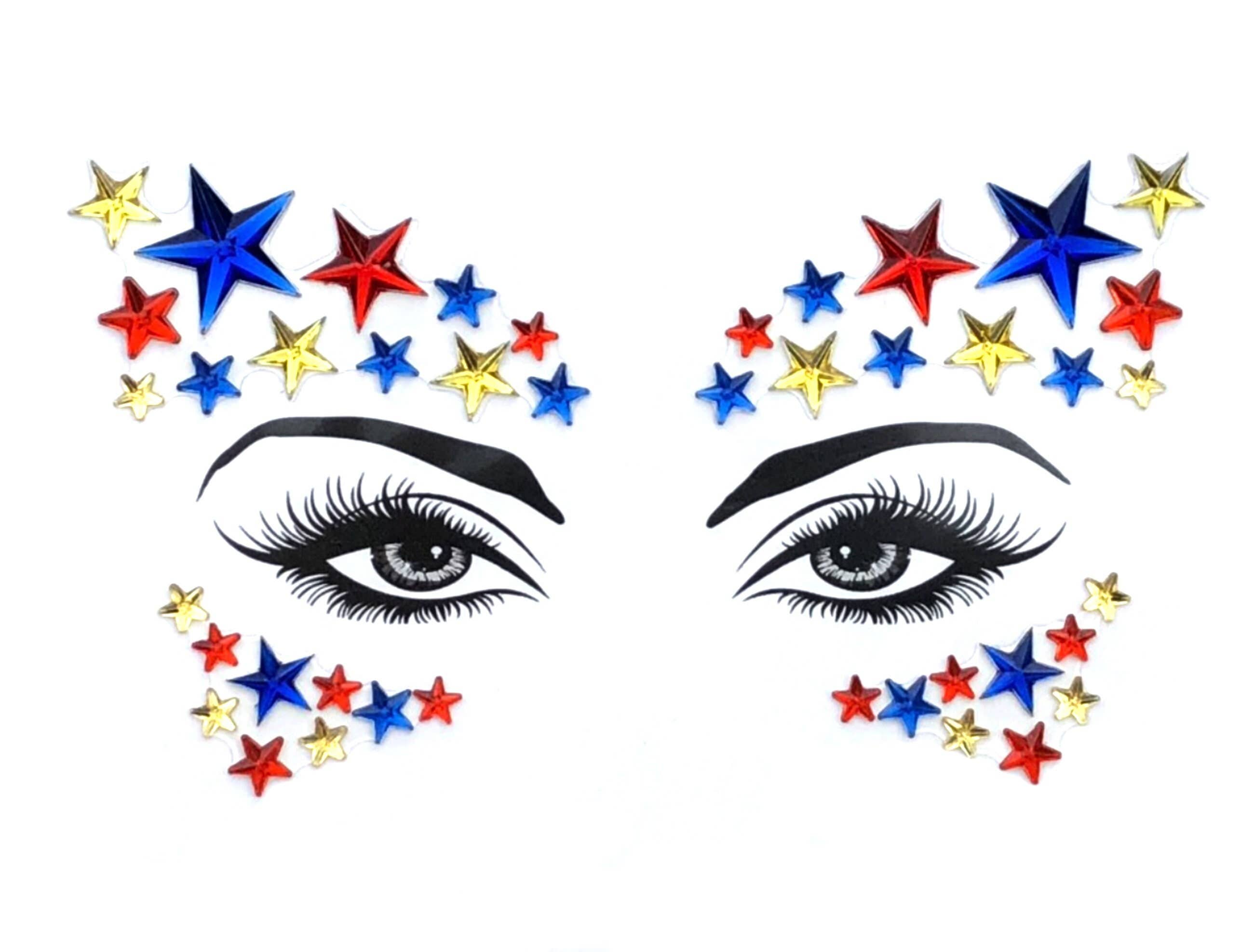 ClebleNails - Wholesale Body Glitter/Shimmer - Super Woman Star Face Gems / Yellow Blue Red Holiday Festival Face Crystal Stickers / Halloween Face Stickers / Coachella Goddess Princess0