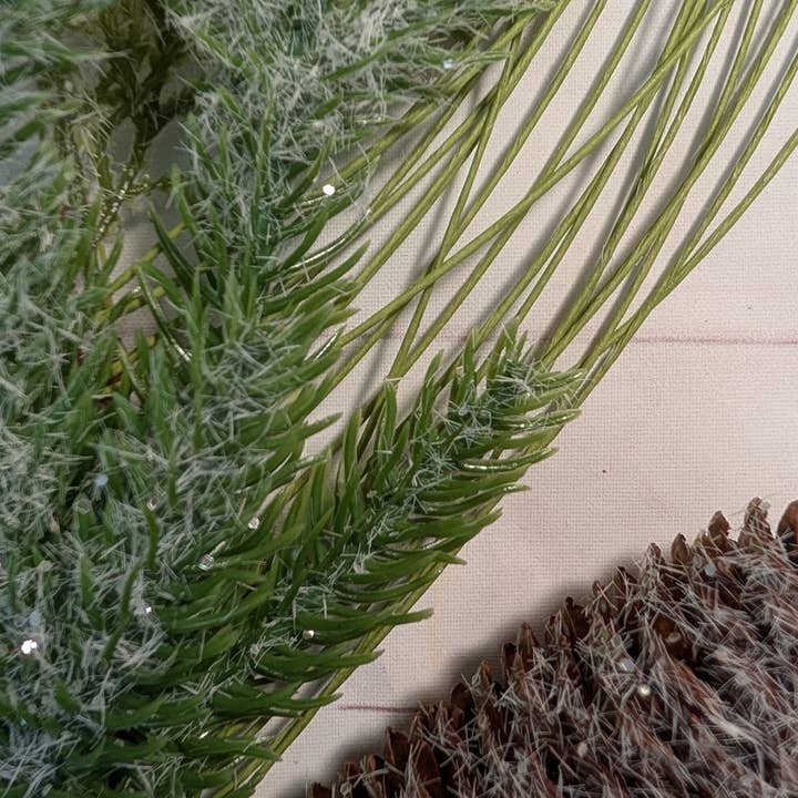 A.T. Imports - Wholesale Christmas Decoration - Snowy Pine Pick with Pine Cone1