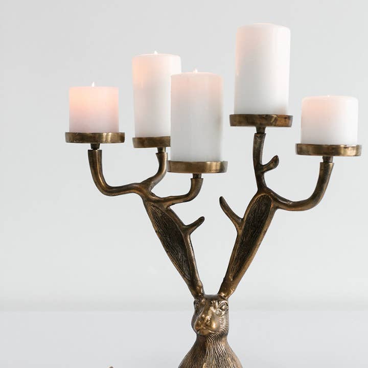 Elan Bazaar - Wholesale Candle Holder - Antique Gold Metal Bunny Rabbit Candle Holder Table Display