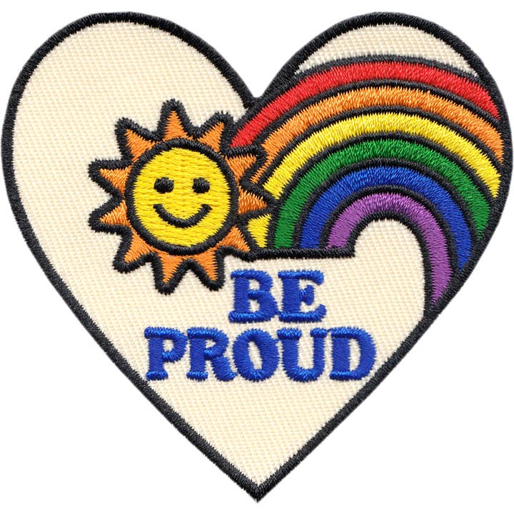 Patch - "Be Proud" - Heart With Rainbow for wholesale by Square Deal Recordings & Supplies
