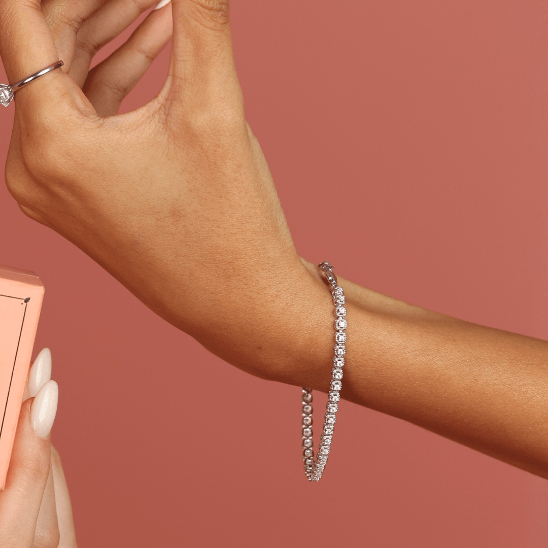 FCJ Jewelry LLC - Wholesale Tennis Bracelet - Rhodium Plated 925 Silver Created Moissanite Tennis Bracelet4