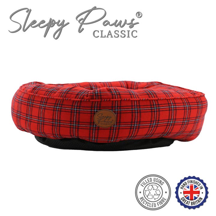Sleepy Paws Red Tartan Donut Dog Bed for wholesale on Faire