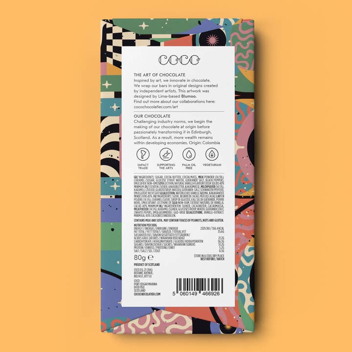 COCO Chocolatier - Wholesale Chocolate Bar - Salt & Pepper Caramel Milk Chocolate Bar 80g (Pack of 12)