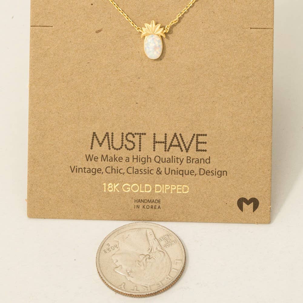 Fame Accessories – Großhandel Kette mit Anhänger/Charm – Halskette mit Ananas-Anhänger aus Opal2