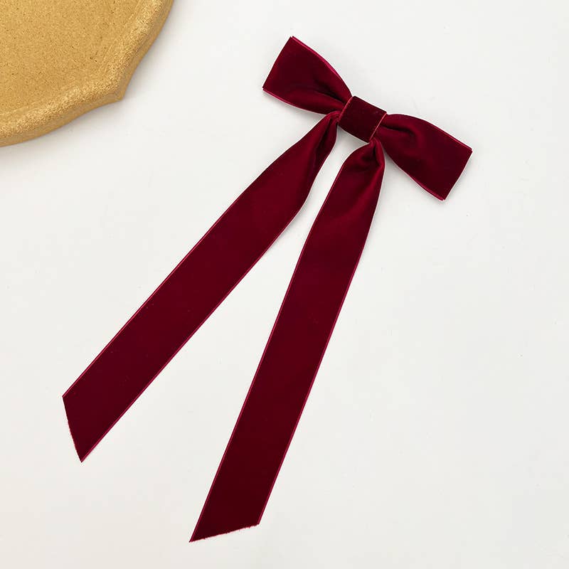 MKS America - Wholesale Hair Clip - Women's - Phasa Velvet Long Ribbon bow hair clips 7 colors1