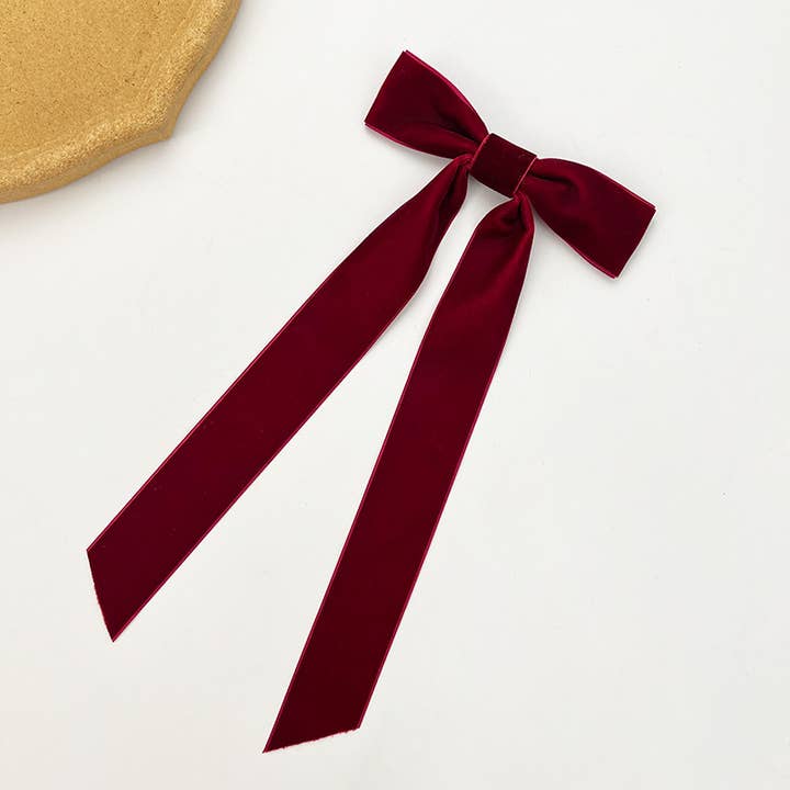 MKS America - Wholesale Hair Clip - Women's - Phasa Velvet Long Ribbon bow hair clips 7 colors1