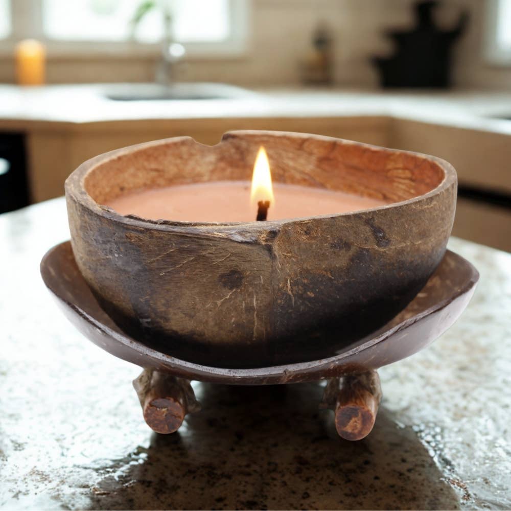 Backyard Candles - Vente Bougeoirs - Plateau bougie en noix de coco5