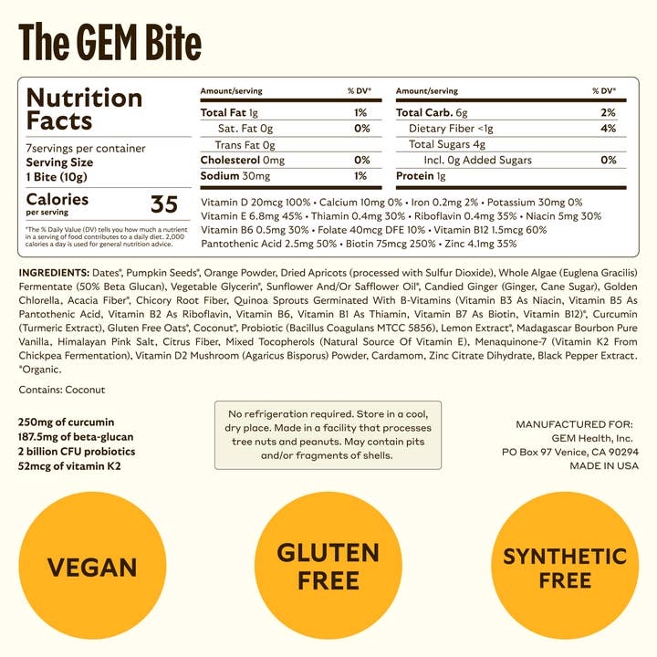 GEM - Wholesale Oral Supplement/Vitamin - Daily Bite - Citrus Ginger (Case Size of 6)4