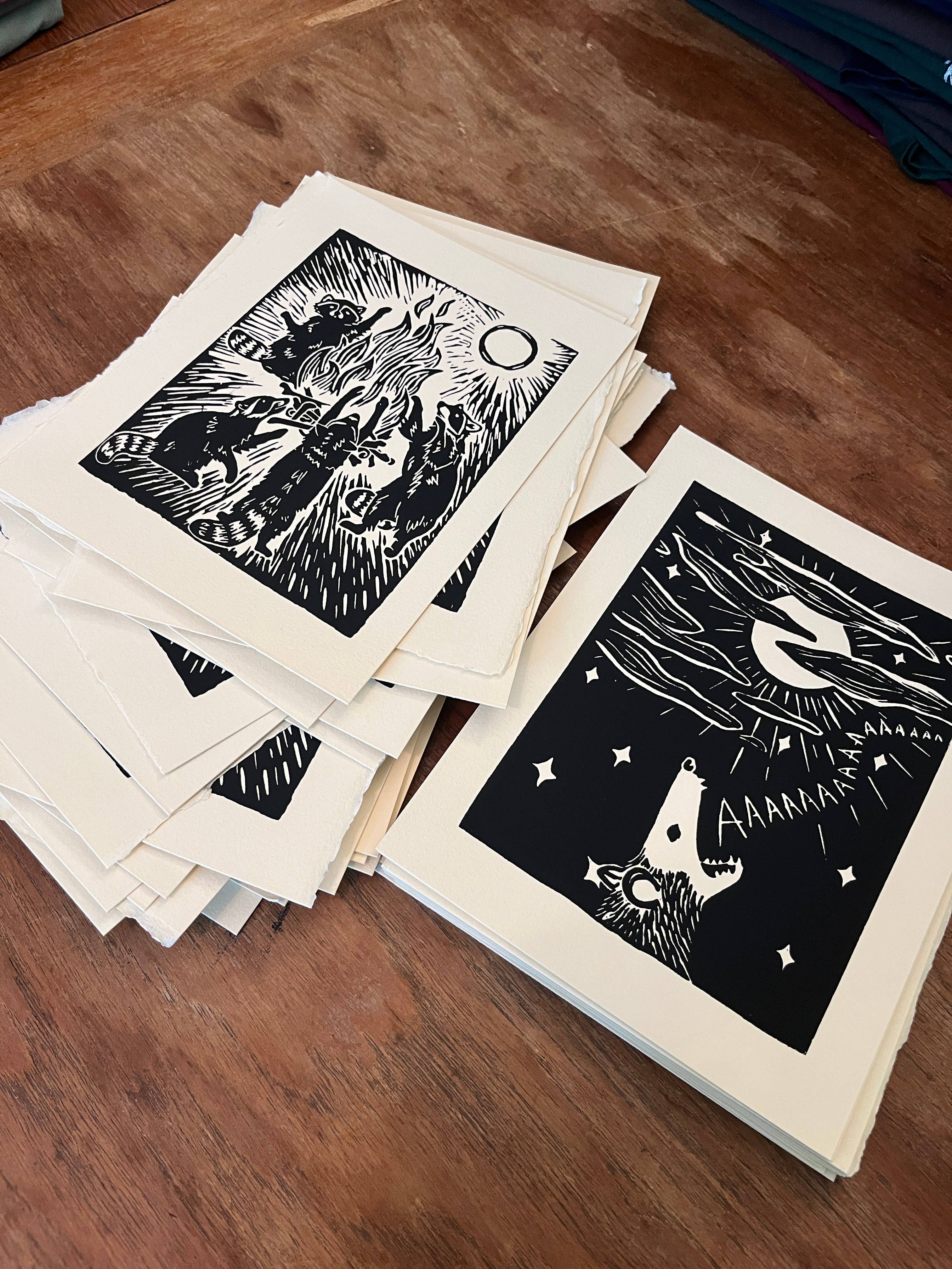 Critter Butts - Wholesale Art Print - Screaming Possum Print - Screen print on BFK Rives paper6