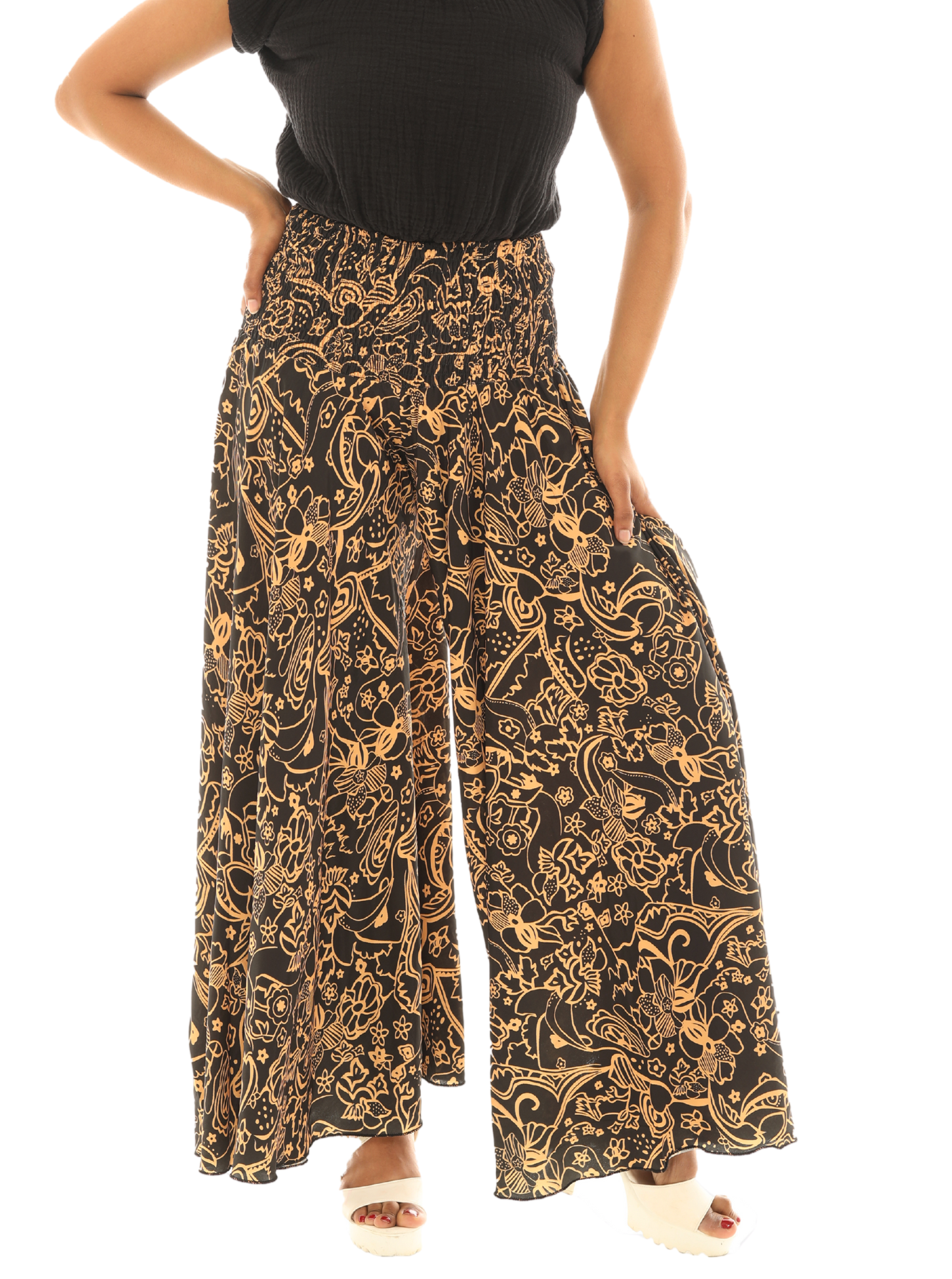 Shoreline Wear. INC - Wholesale Pants - Women's - Women's Boho Floral Print Wide Leg Palazzo Pants0