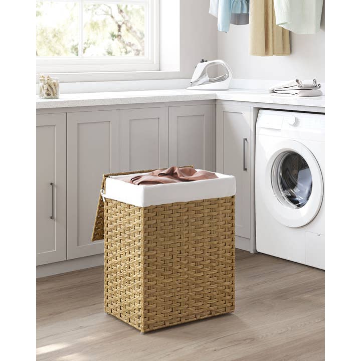 Synthetic Rattan Clothes Laundry Basket with Lid, 23.8 G 1- for wholesale by Greenwestons