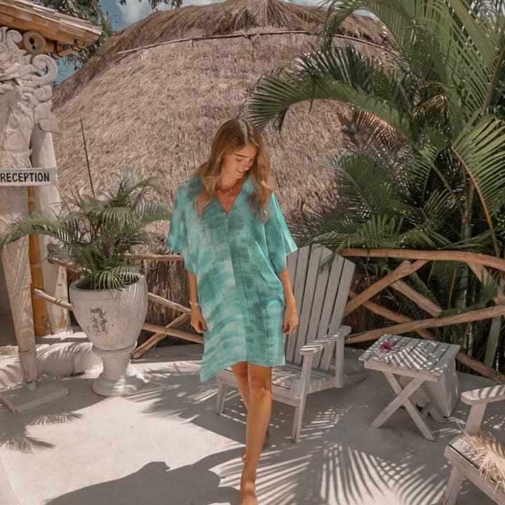 Mahisi - Wholesale Dress - Women's - Tunic Dress in Blue Green Turquoise0