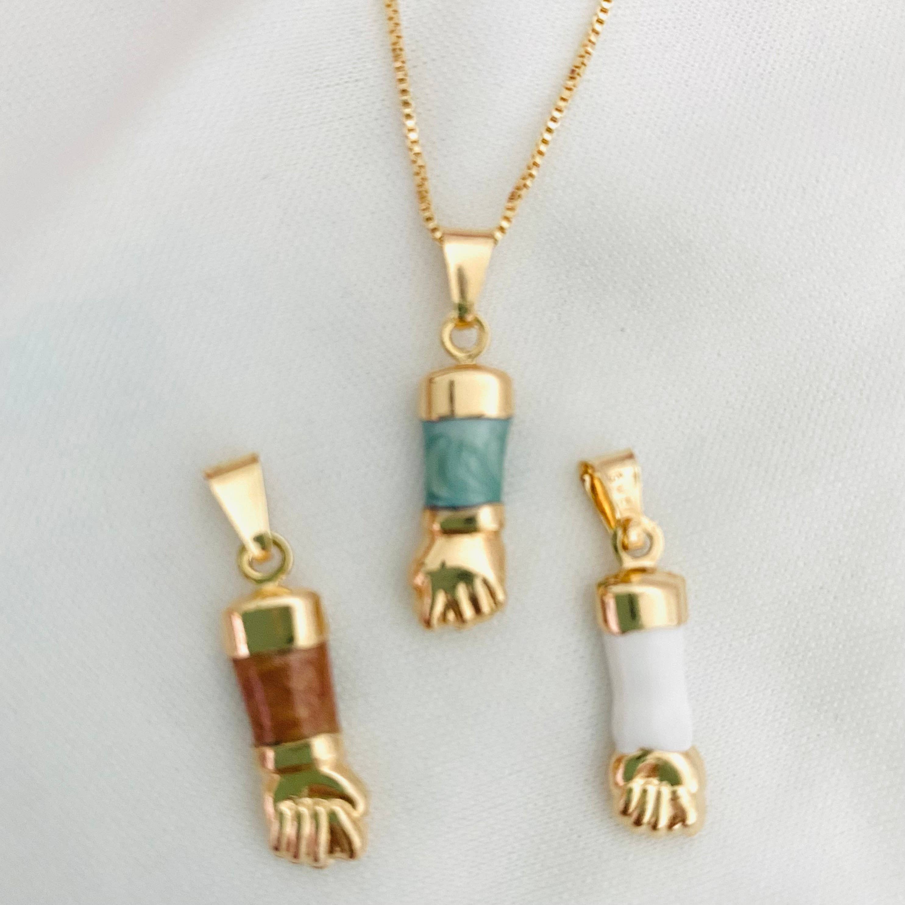 Housegoldjewelry - Wholesale Pendant/Charm Necklace - Figa Hand Necklace, 18k Gold Filled Colored Figa Hand Charm Necklace, Colorful Figa Hand Charm, Lucky Charm Necklace, Protection Necklace0
