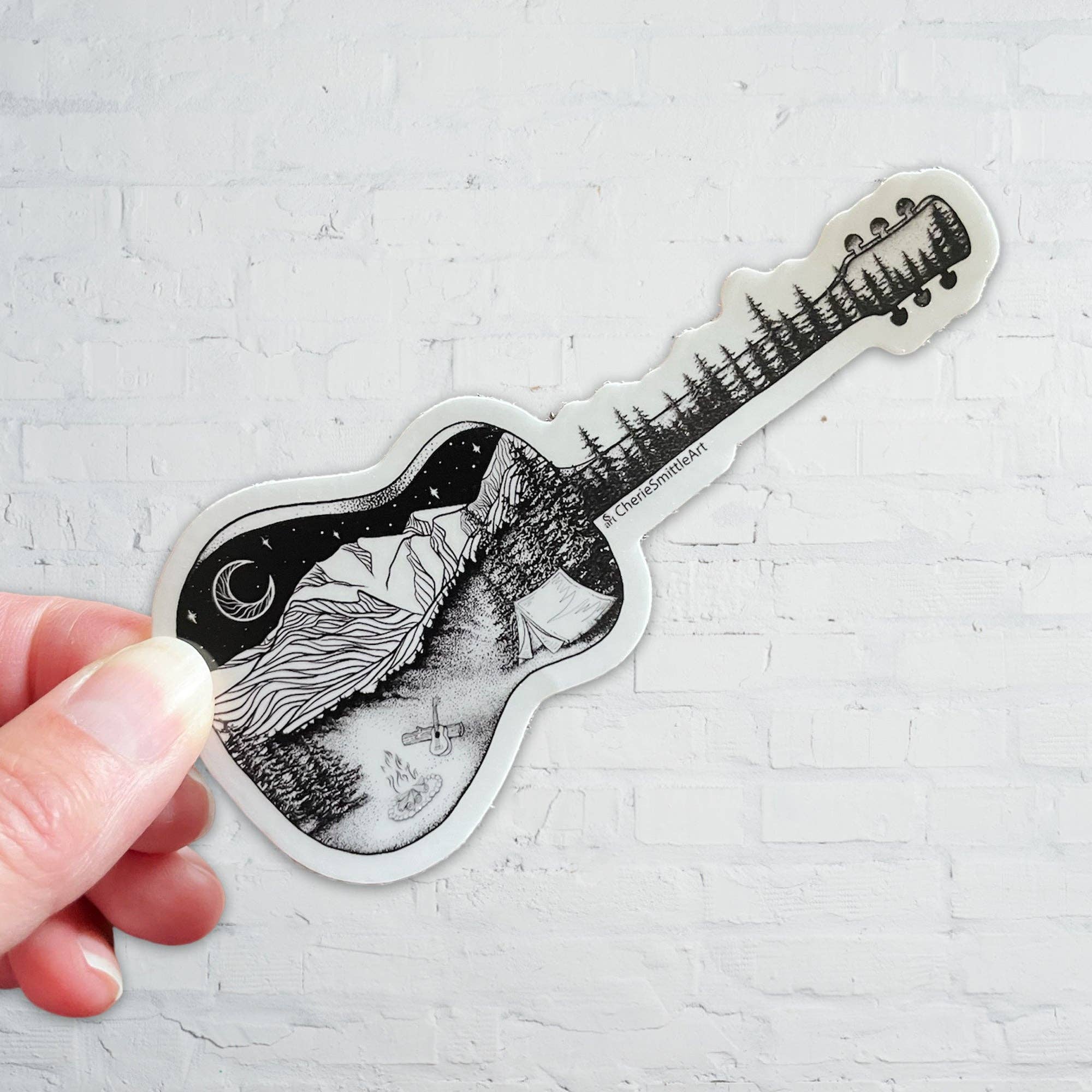 CherieSmittleArt - Wholesale Sticker - Camp Acoustic Guitar Sticker2