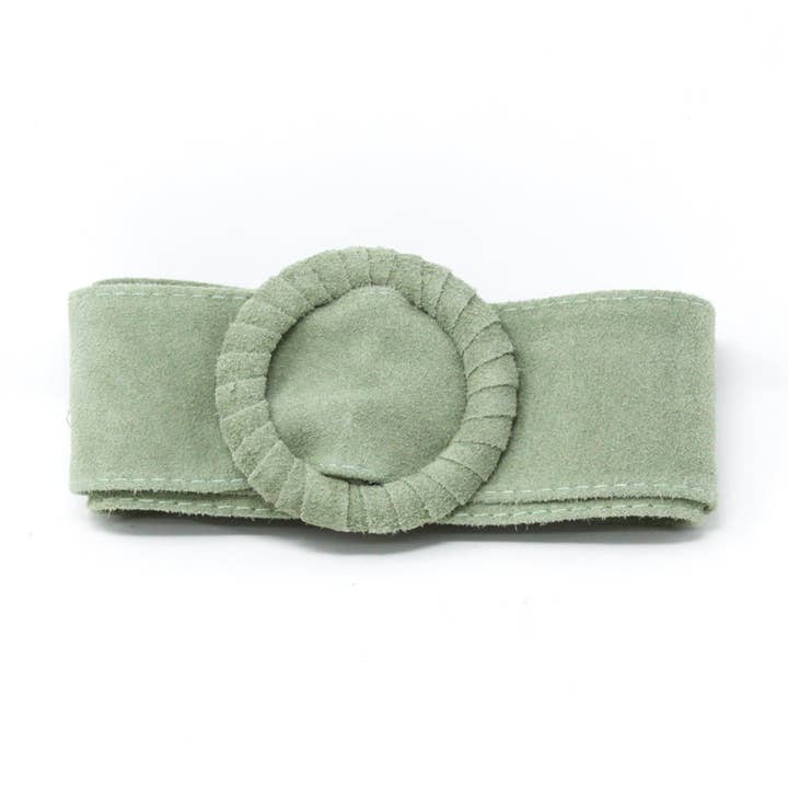 CINT-05 CIRCULAR BUCKLE SUEDE LEATHER BELT for wholesale by German Fuentes Handbags