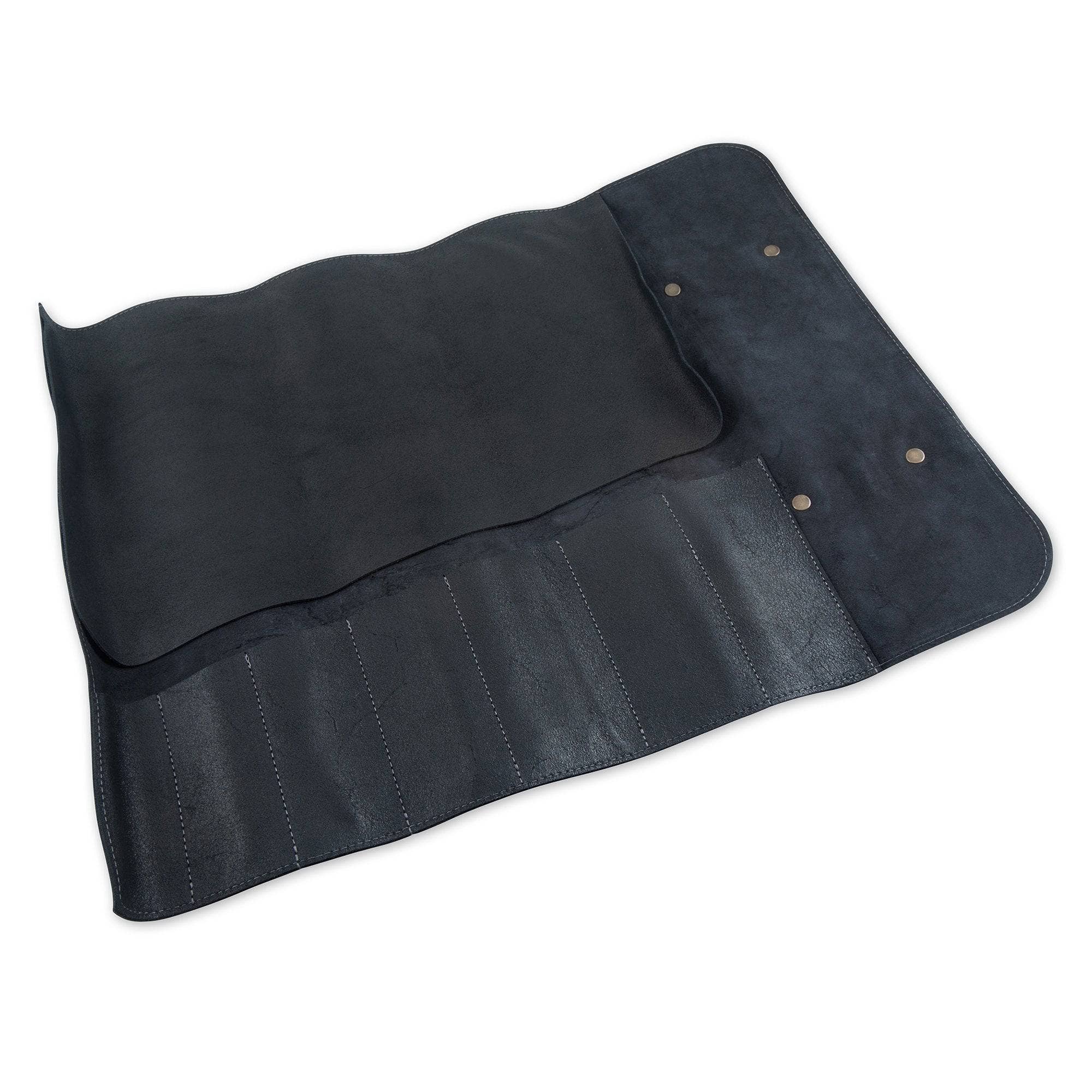 Messermeister - Wholesale Knife Storage - Vintage Leather Black Knife Roll - 7 Pocket2