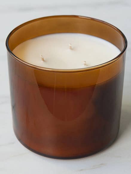 Amber Glass (3 Wick) - 20oz White Label Candle for wholesale by Waterloo Candle Co.