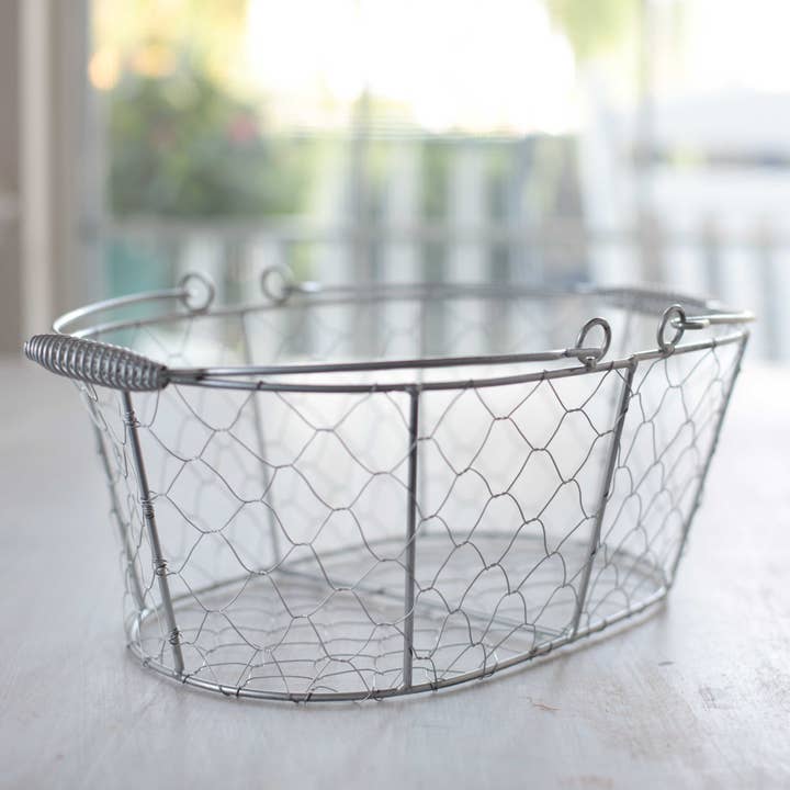 Cesta decorativa de picnic de alambre metálico para venta al por mayor de MEDITERRANEAN INSPIRED HOME DECOR & LIFESTYLE PRODUCTS