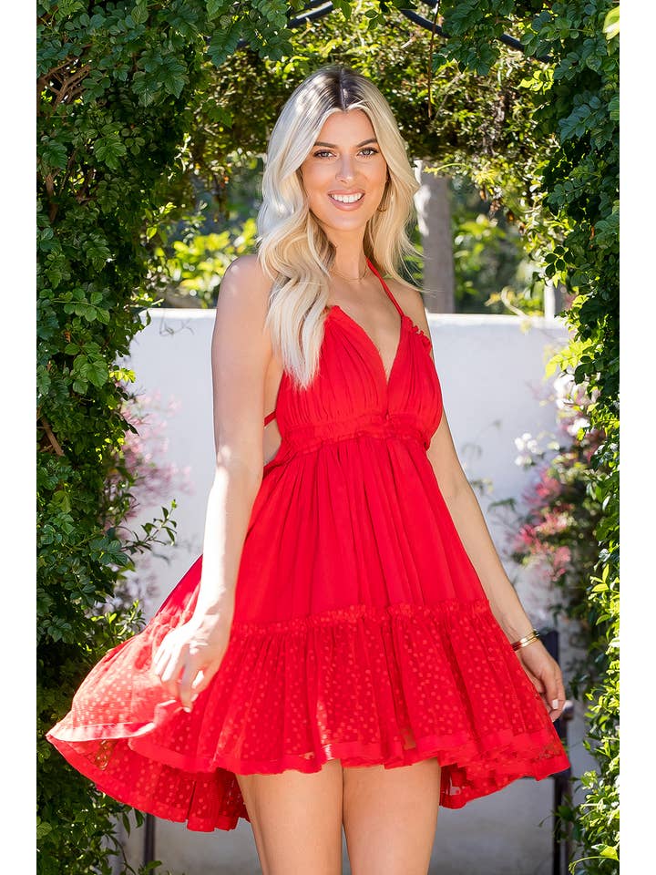 Sweet Lovely by Jen - Wholesale Dress - Women's - HALTER OPEN BACK BILLOWY MINI DRESS41